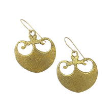 Load image into Gallery viewer, Fancy Crescent Earrings in Brass