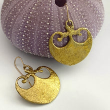 Load image into Gallery viewer, Fancy Crescent Earrings in Brass