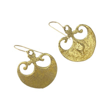 Load image into Gallery viewer, Fancy Crescent Earrings in Brass