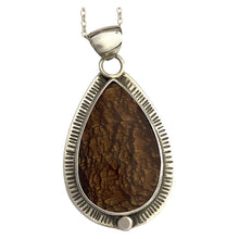 Load image into Gallery viewer, Large tear drop shaped Biggs Jasper Cabochon in custom Sterling Silver setting