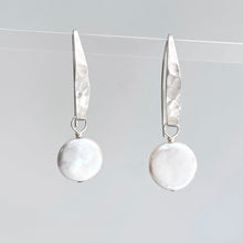 Load image into Gallery viewer, handmade  earrings with sterling silver hammered long ear wires
