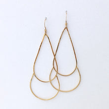 Load image into Gallery viewer, 24kt gold earrings delicate wire teardrop shape on display card
