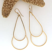 Load image into Gallery viewer, 24kt gold plated brass earrings delicate wire teardrop shape