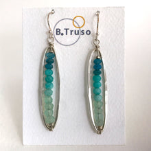 Load image into Gallery viewer, sterling silver long oval frames assorted blue gemstone beads on display card