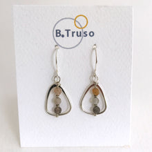 Load image into Gallery viewer, sterling silver earrings trianlge shape link moonstone on display card
