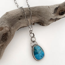 Load image into Gallery viewer, handcrafted sterling silver pendant with  teardrop apatite cabochon necklace on chain