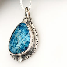 Load image into Gallery viewer, handcrafted sterling silver  apatite cabochon pendant close up