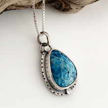 Load image into Gallery viewer, handcrafted sterling silver apatite cabochon pendant side view