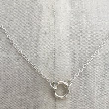Load image into Gallery viewer, sterling silver heavy hammered circle necklace sterling cable chain on display