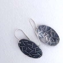 Load image into Gallery viewer, sterling silver oval  earrings fused wire embellishments rear view