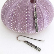 Load image into Gallery viewer, handcrafted sterling silver earrings hammered line texture
