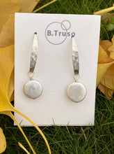 Load image into Gallery viewer, handmade  earrings with sterling silver hammered long ear wires

