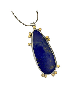 Lapis Pendant in Sterling Silver with Brass Dots