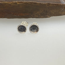Load image into Gallery viewer, handcrafted sterling silver post earrings in a saucer shape made by beth truso 
