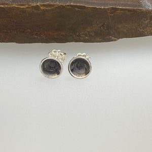 handcrafted sterling silver post earrings in a saucer shape made by beth truso 