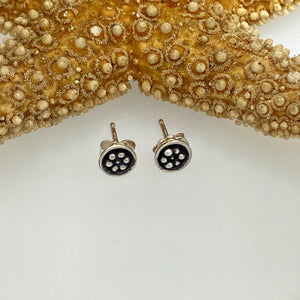 handcrafted sterling silver post earrings with circle of granulation by Beth Truso