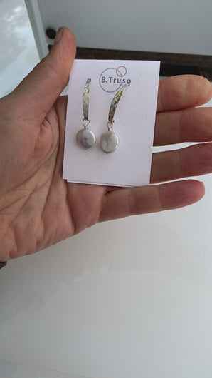 handmade  earrings with sterling silver hammered long ear wires
