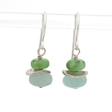 Load image into Gallery viewer, chrysoprase and aquamarine bead earrings with sterling silver ear wires by b.truso
