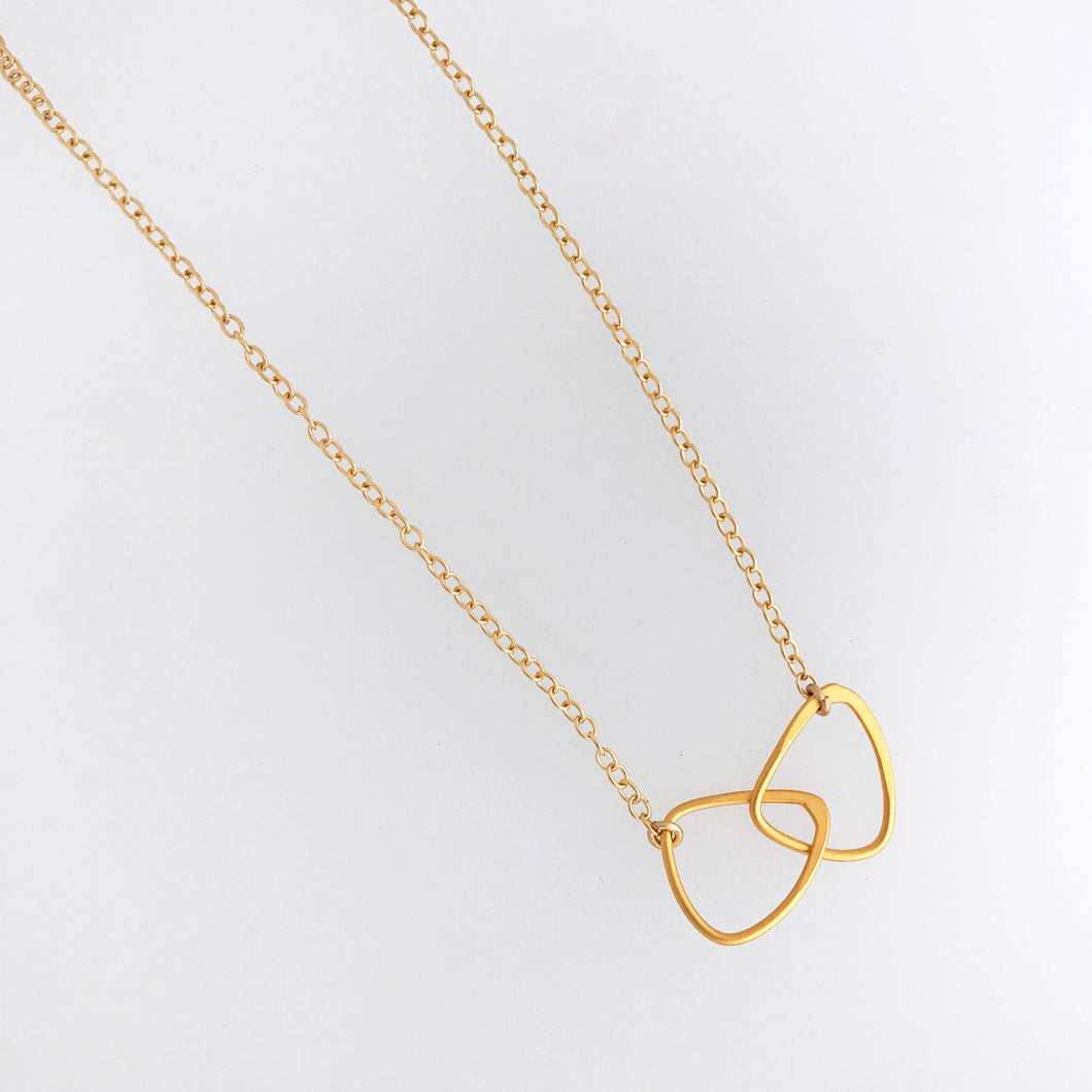 interlocking triangle necklace 24kt gold over sterling plated charm  gold filled chain 