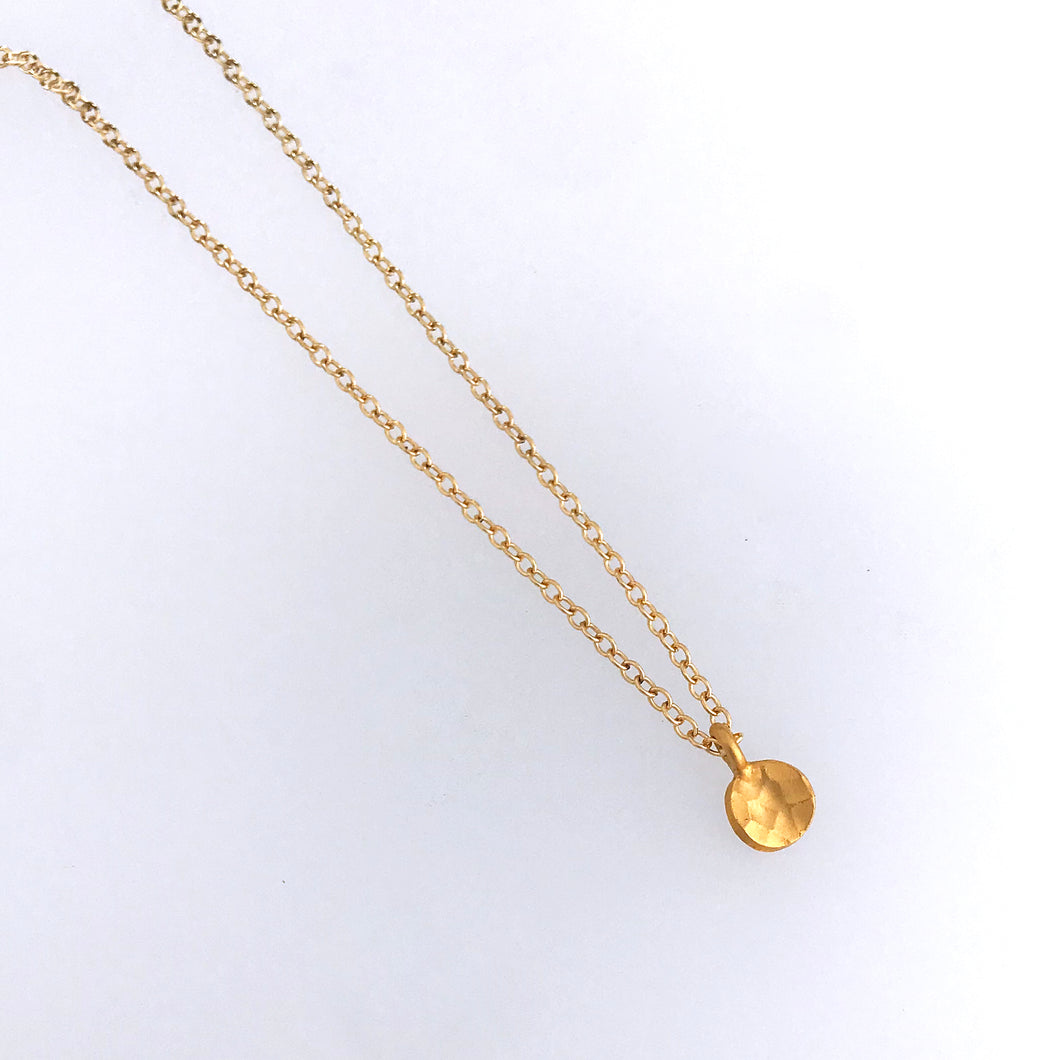 small 24kt gold plate over sterling silver disc pendant 14kt gold-filled chain
