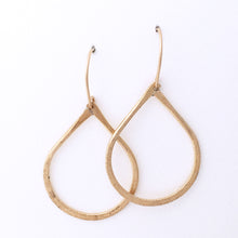 Load image into Gallery viewer, textured tear drop shaped heavy brass wire earrings 14kt goldfilled earwires

