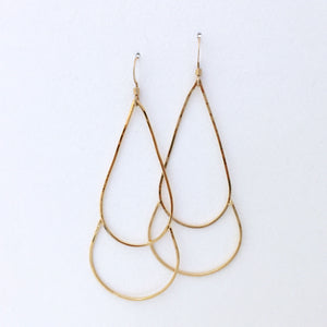 24kt gold earrings delicate wire teardrop shape on display card
