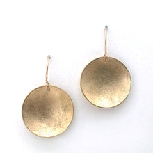 Load image into Gallery viewer, textured red brass disc earrings large saucer 
