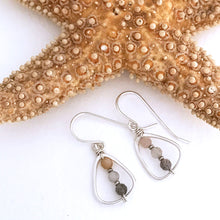 Load image into Gallery viewer, earrings sterling silver triangle monnstone beads 
