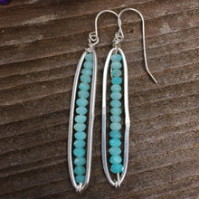 Load image into Gallery viewer, faceted peruvian opal  beads sterling silver earrings long oval links
