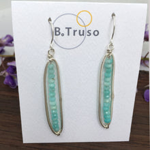 Load image into Gallery viewer, faceted peruvian opal beads sterling silver long oval earrings on card
