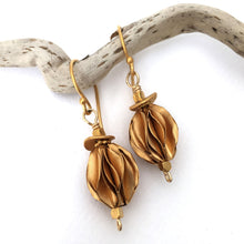 Load image into Gallery viewer, 24kt gold plate over sterling silver fold formed earrings boho chic
