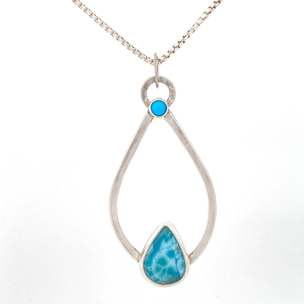 larimar pendant with sleeping beauty turquiose accent sterling silver by b.truso