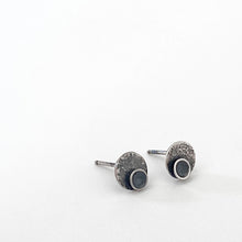 Load image into Gallery viewer, textured sterling silver post earrings quarter inch antique finish b.truso
