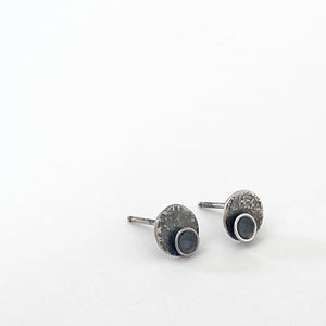 textured sterling silver post earrings quarter inch antique finish b.truso