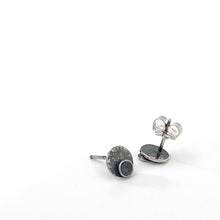 Load image into Gallery viewer, textured sterling silver post earrings quarter inch antique finish handmade bybtruso
