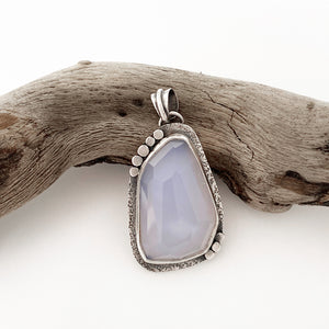 unique handcrafted sterling silver pendant chalcedony cabochon