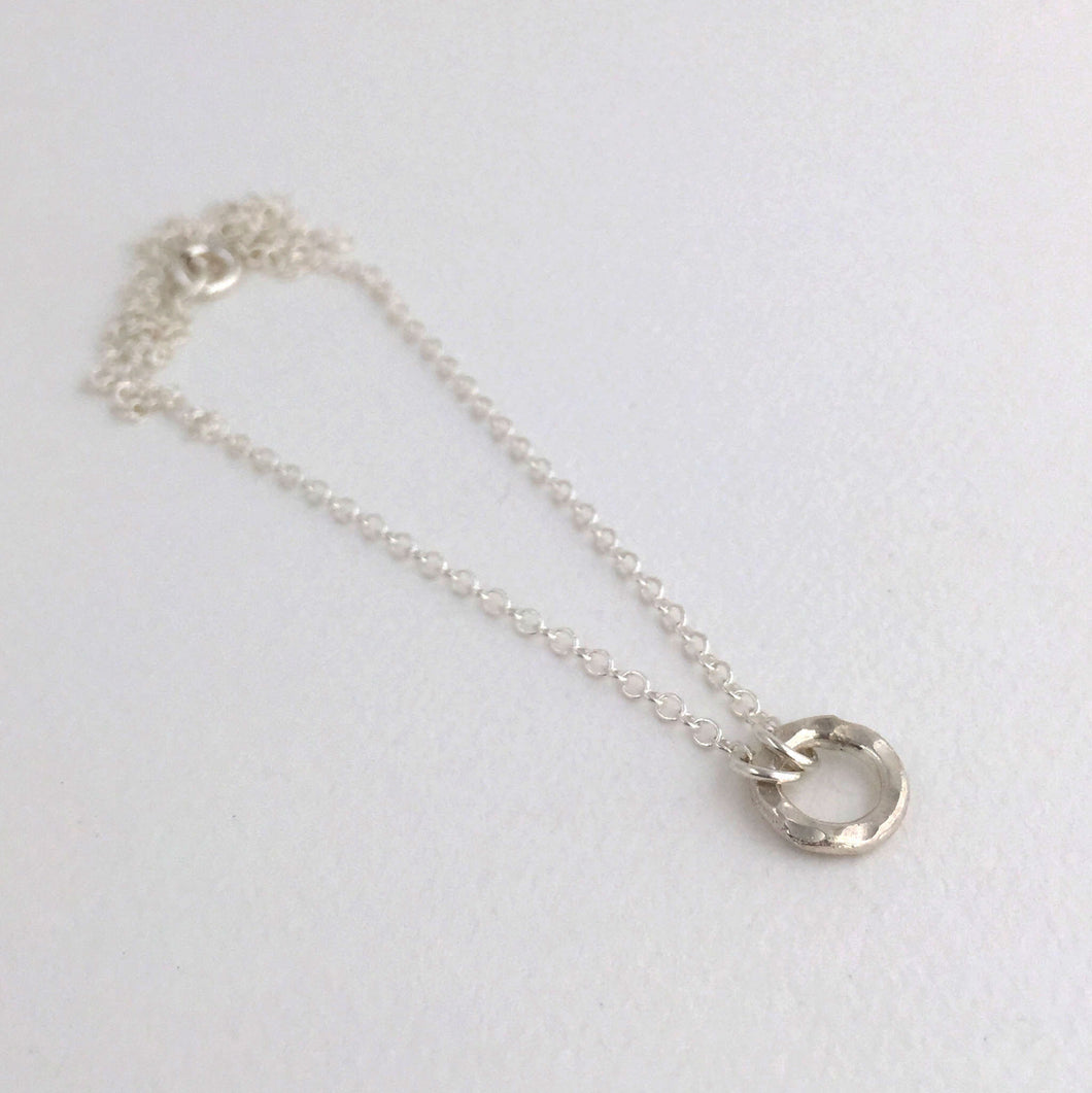 sterling silver heavy hammered circle necklace sterling silver cablechain