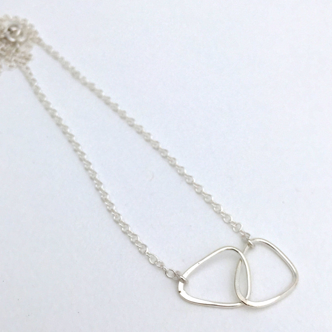 sterling silver interlocking triangles neclace on sterling silver chain