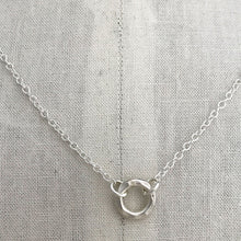 Load image into Gallery viewer, sterling silver heavy hammered circle necklace sterling cable chain on display
