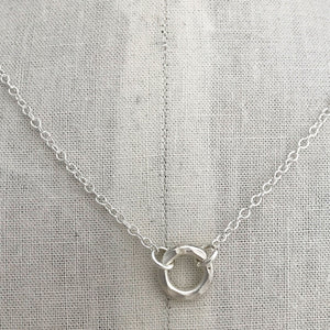 sterling silver heavy hammered circle necklace sterling cable chain on display