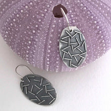 Load image into Gallery viewer, handcrafted sterling silver oval earrings fused embellishments
